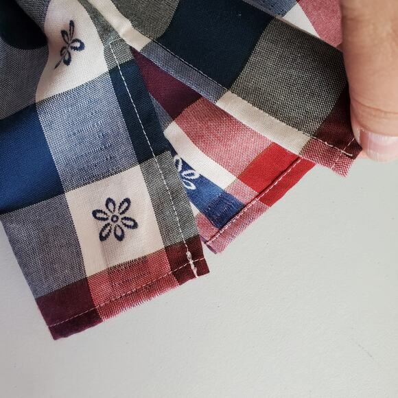 90s Women Plaid Button Shirt Shacket XLP Prairie Country Flower Boxy Natural NEW - Picture 2 of 8